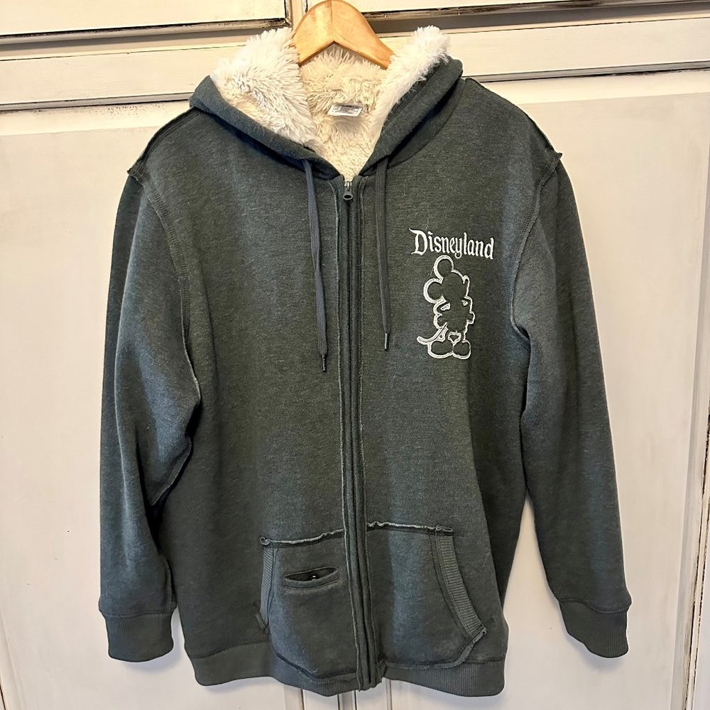 Unisex Walt Disney World Parks Mickey Mouse ‘55 Hoodie Fur Lined Jacket Gray 2XL